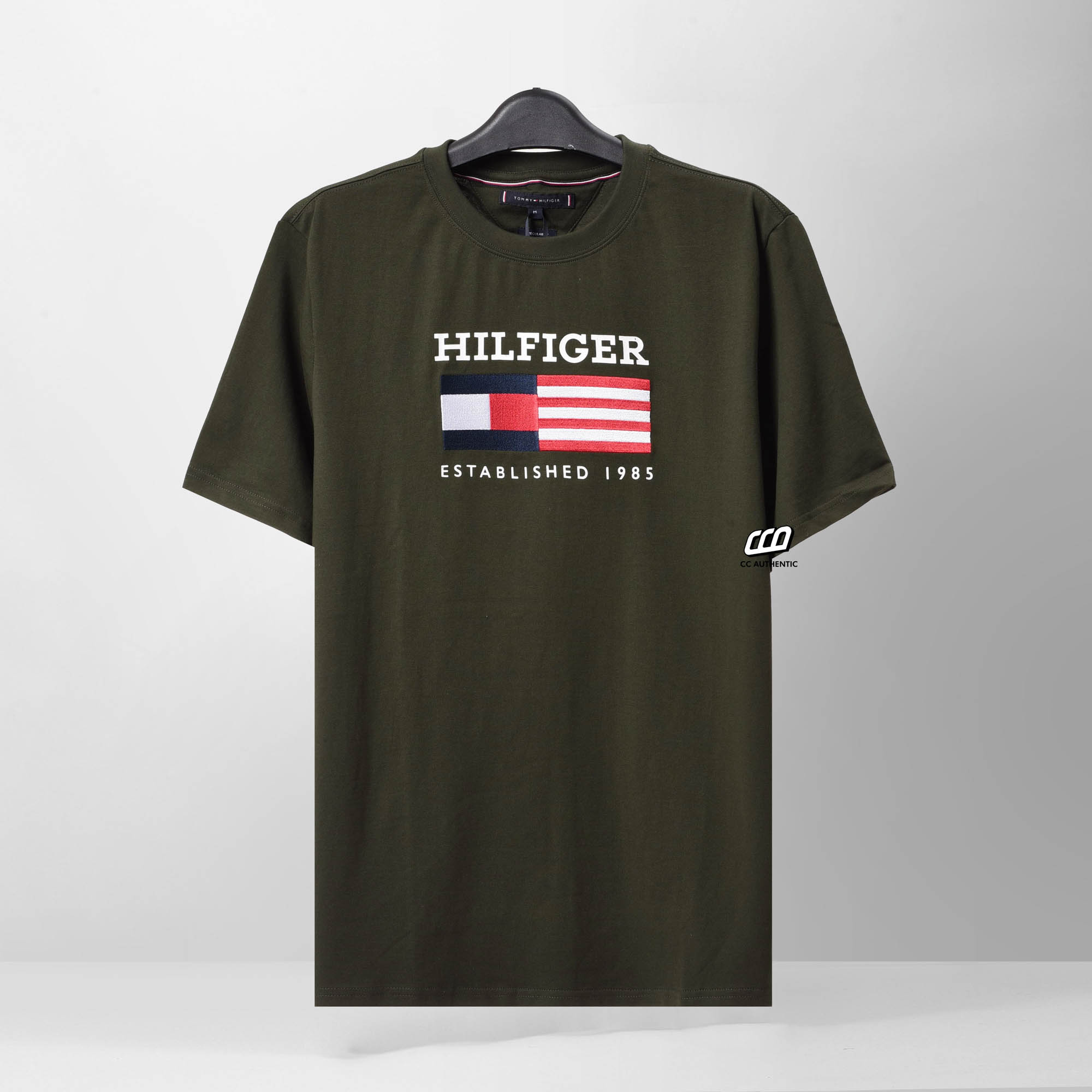 TOMMY HILFIGER AMERICANA FLAG T-SHIRT - OLIVE