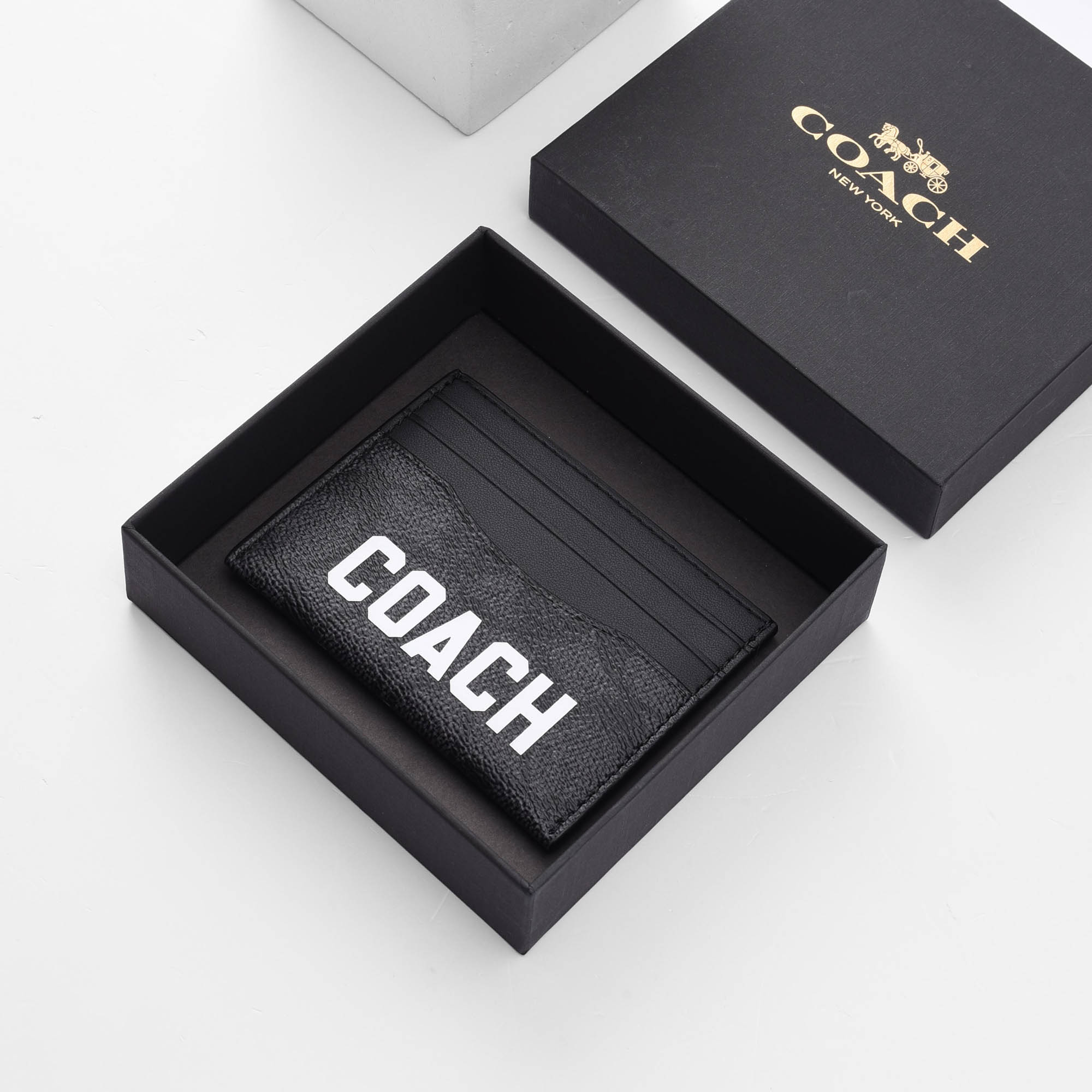 COACH GRAPHIC CANVAS SLIM ID CARD - BLACK