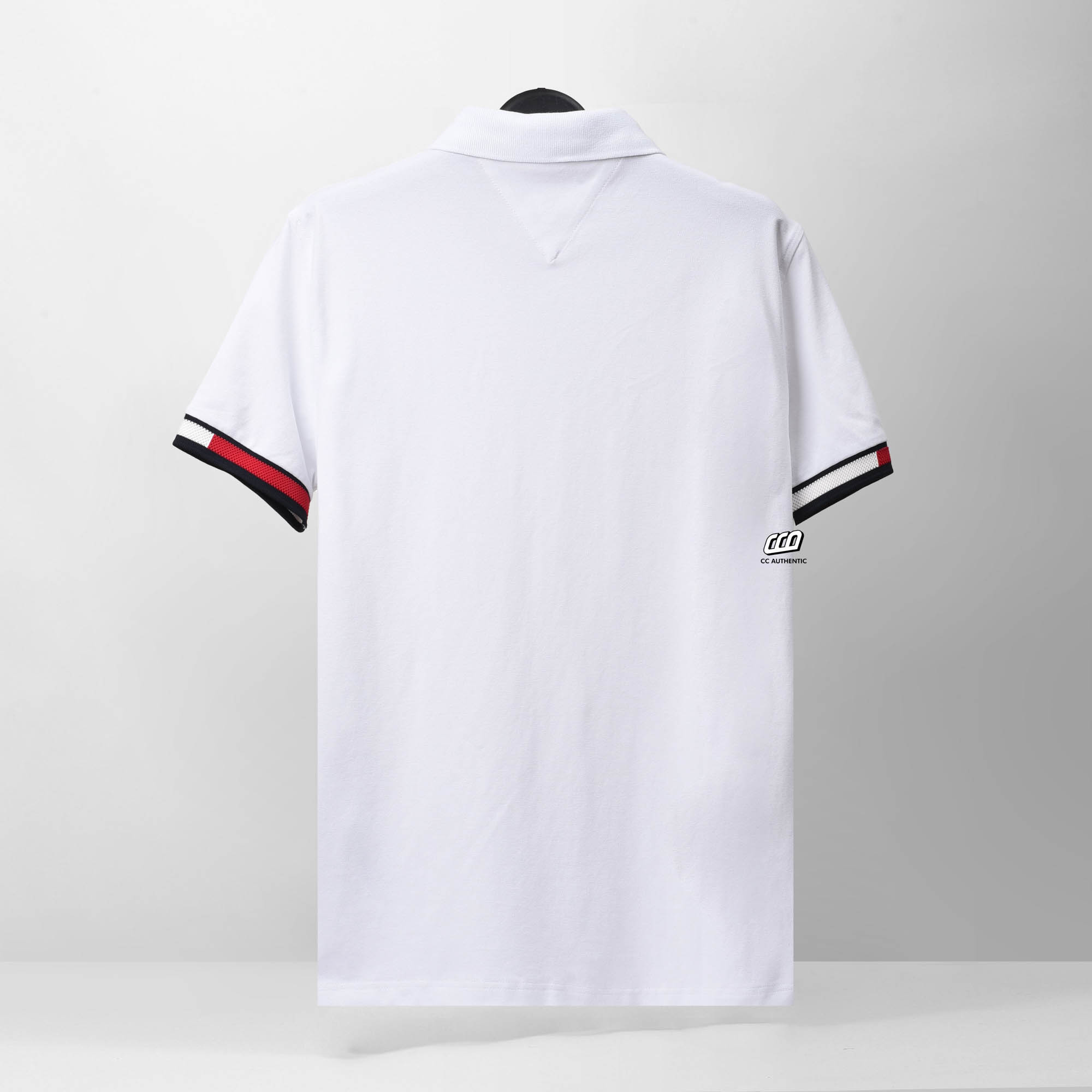 TOMMY HILFIGER FLAG CUFF POLO SHIRT - WHITE