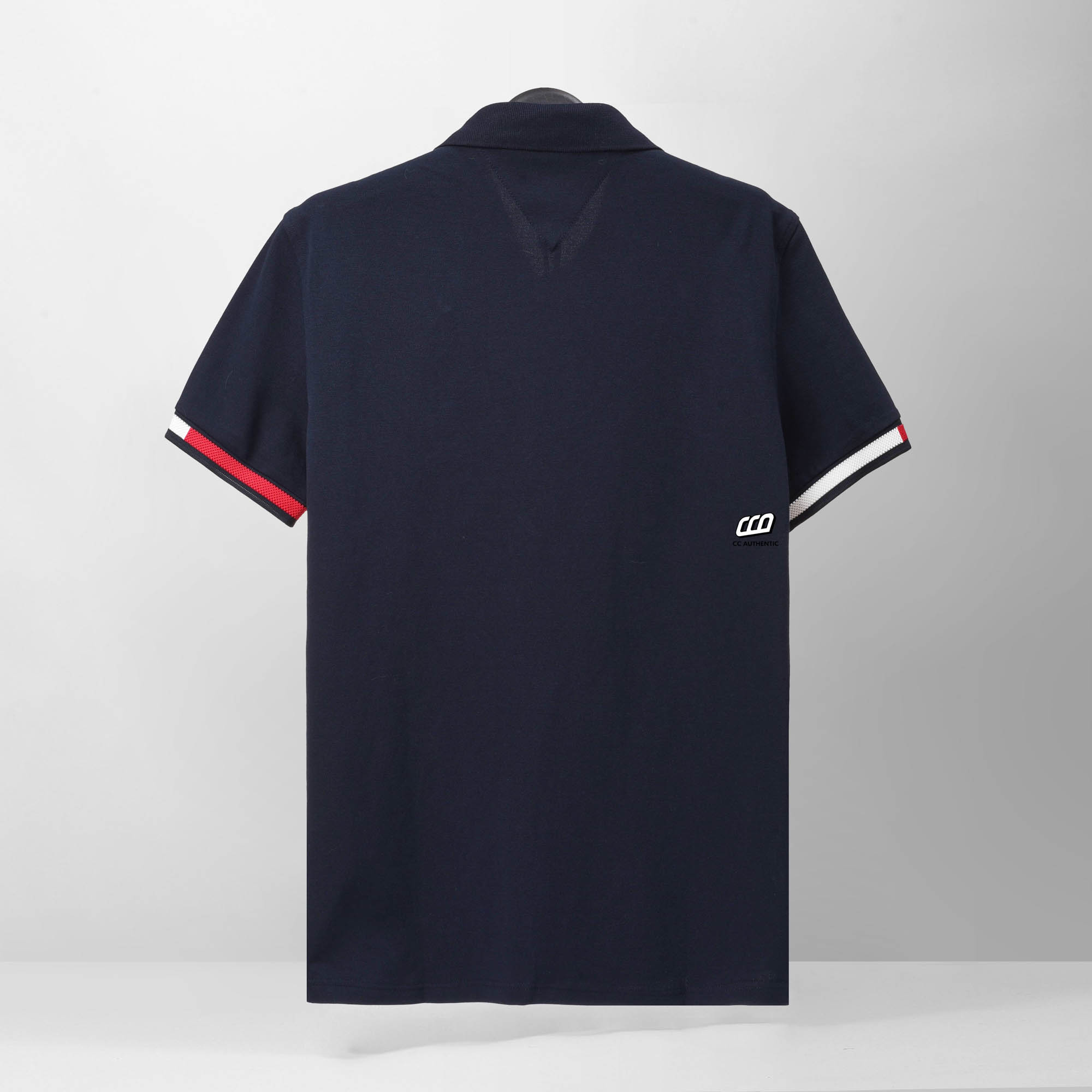 TOMMY HILFIGER FLAG CUFF POLO SHIRT - NAVY