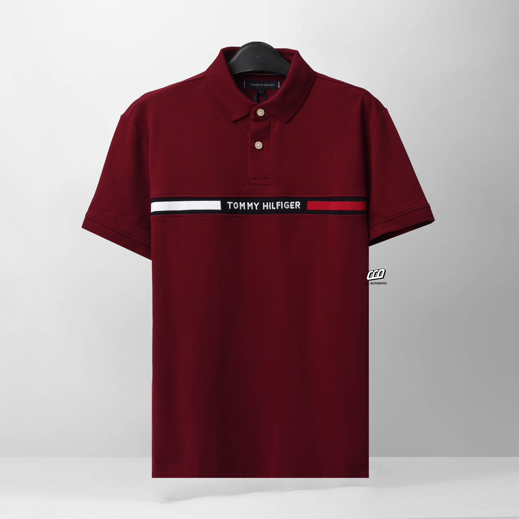 TOMMY HILFIGER EMBROI SIGNATURE LOGO POLO SHIRT - RED