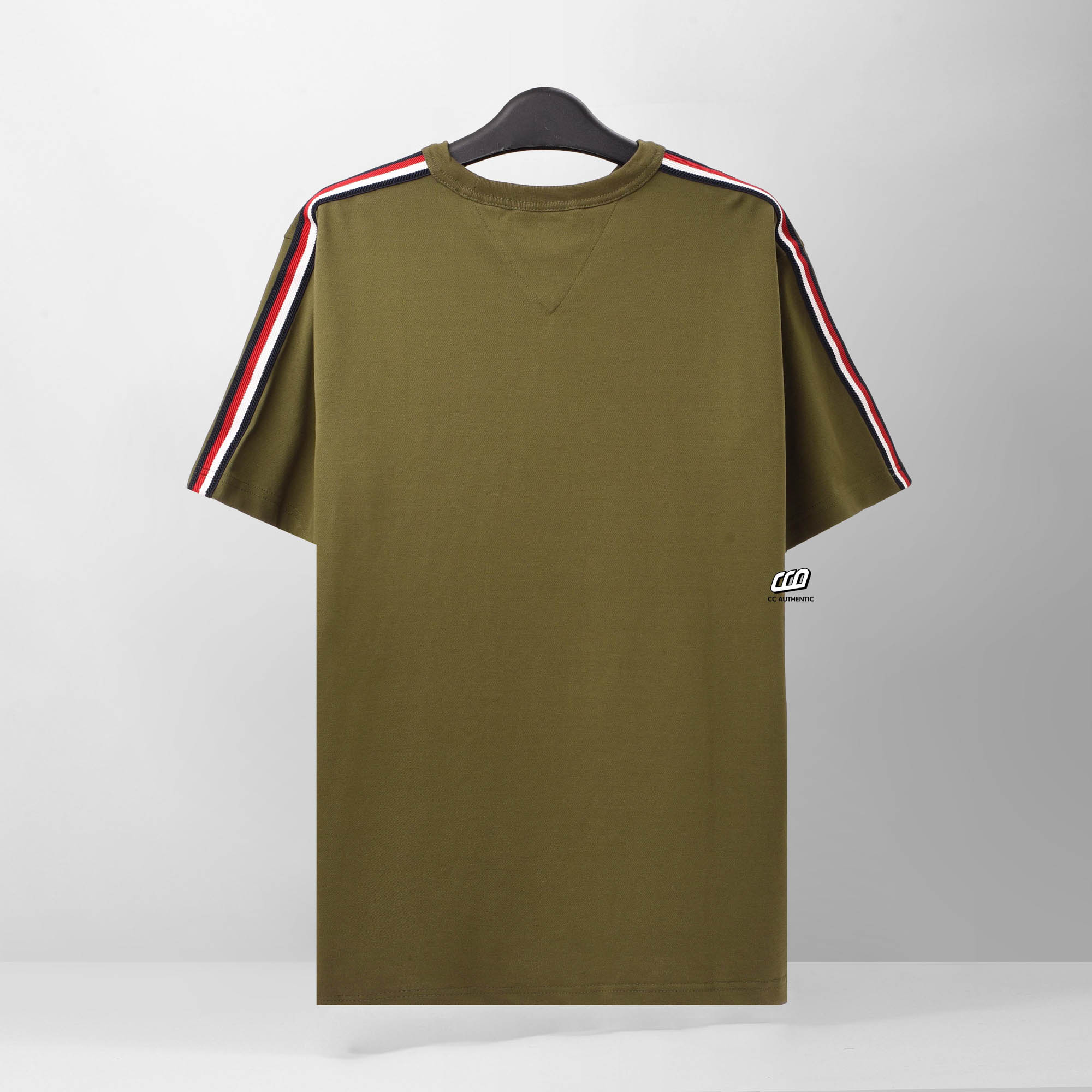 TOMMY GLOBAL STRIPE T-SHIRT - OLIVE