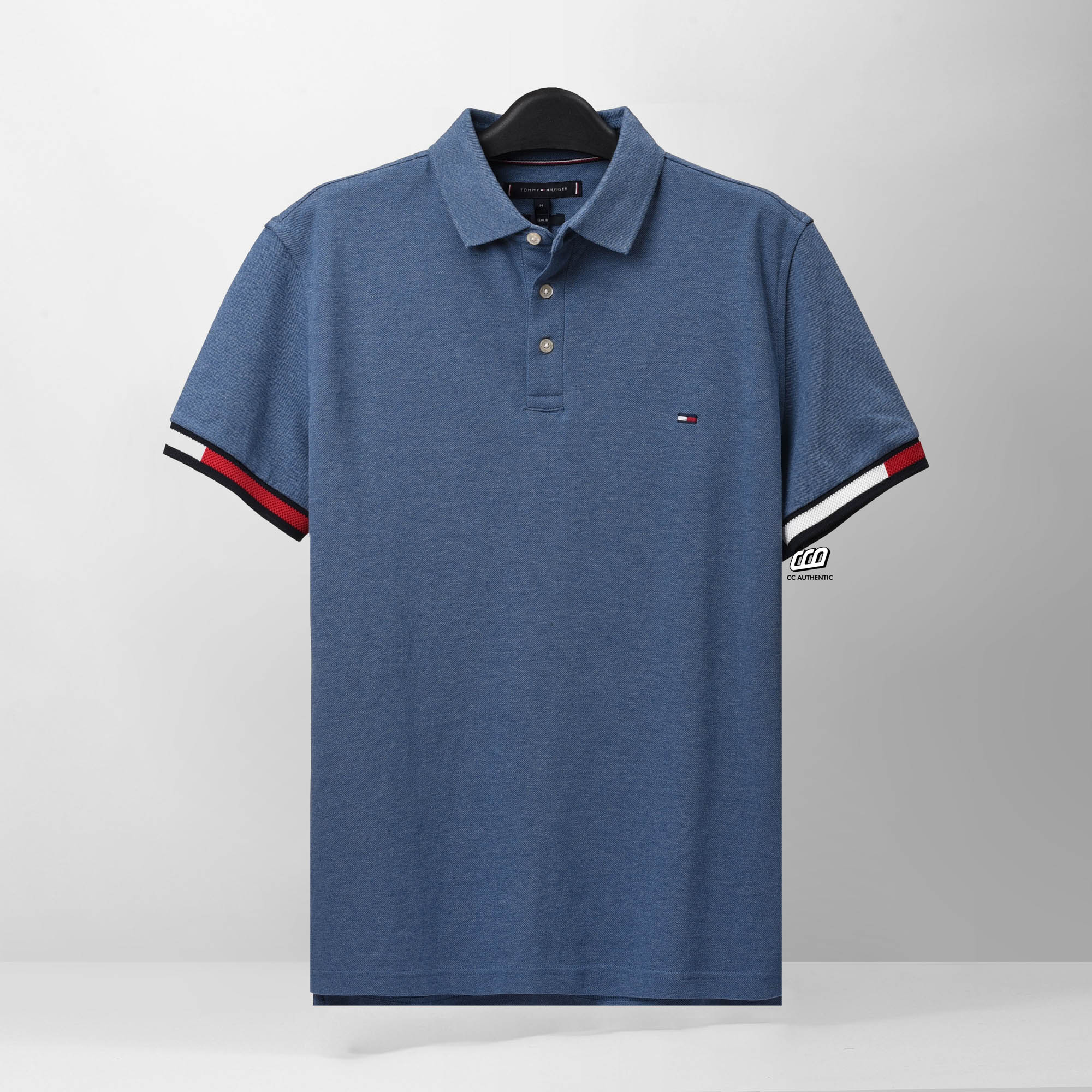 TOMMY HILFIGER FLAG CUFF POLO SHIRT - JEAN