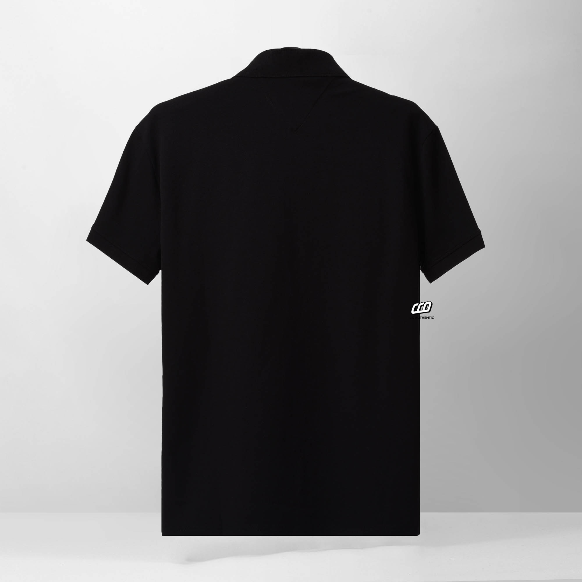 TOMMY HILFIGER  EMBROI SIGNATURE LOGO POLO SHIRT - BLACK